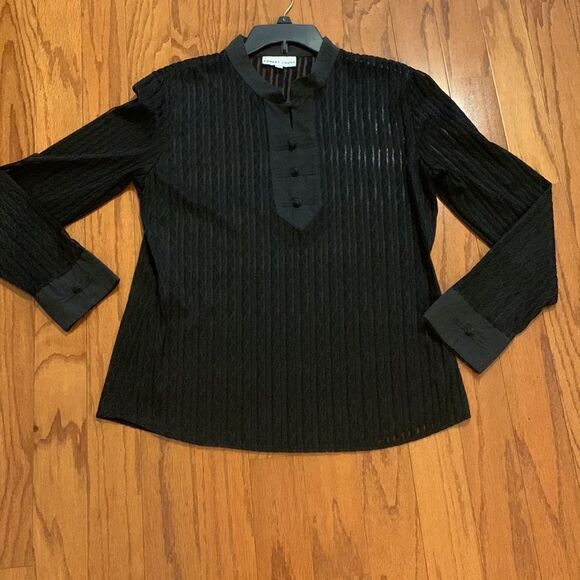 Roberts Lewis New York London and Paris Size XL black longsleeve sheer blouse - Picture 1 of 9